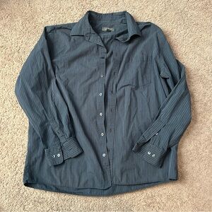 Merona Men's Blue and Gray Striped Button Down Shirt XL